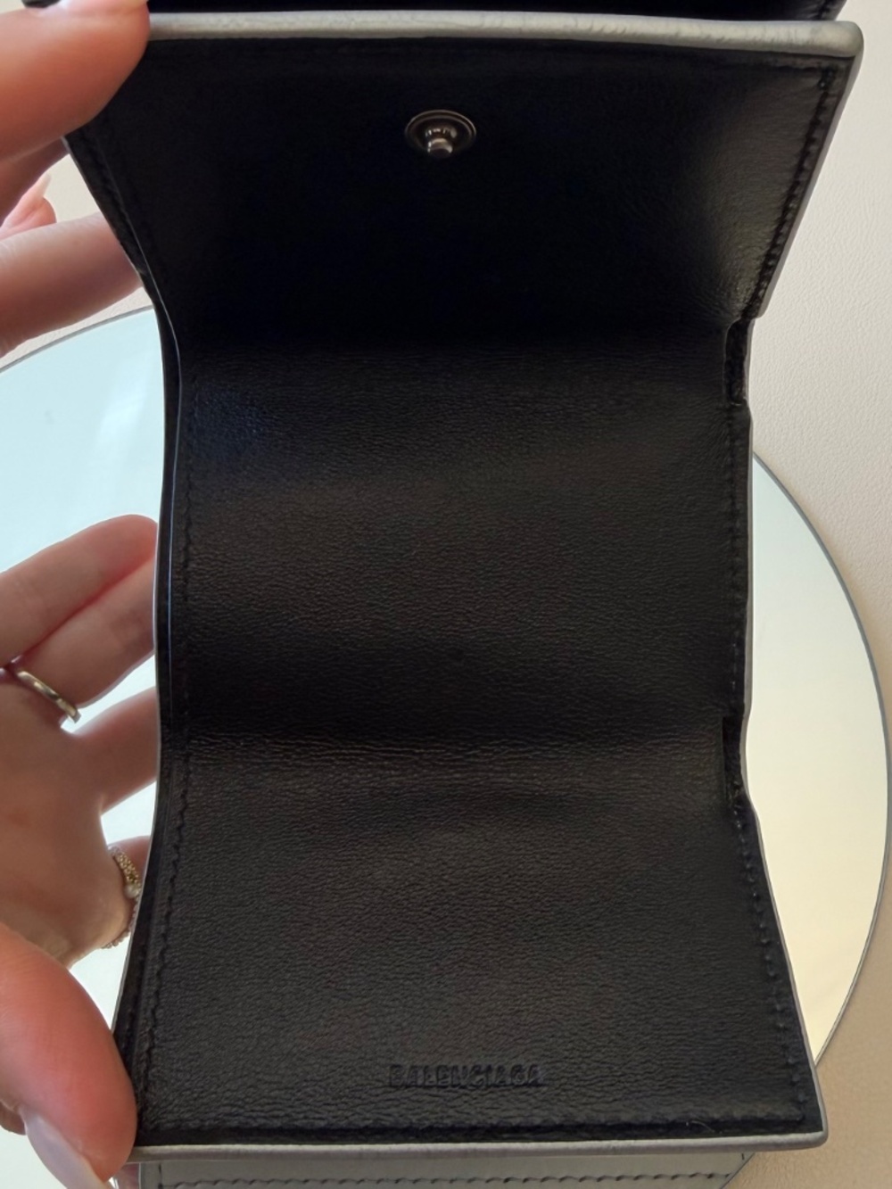 BALENCIAGA ESSENTIAL MINI WALLET Silver Trifold Wallet - Picture 7 of 13